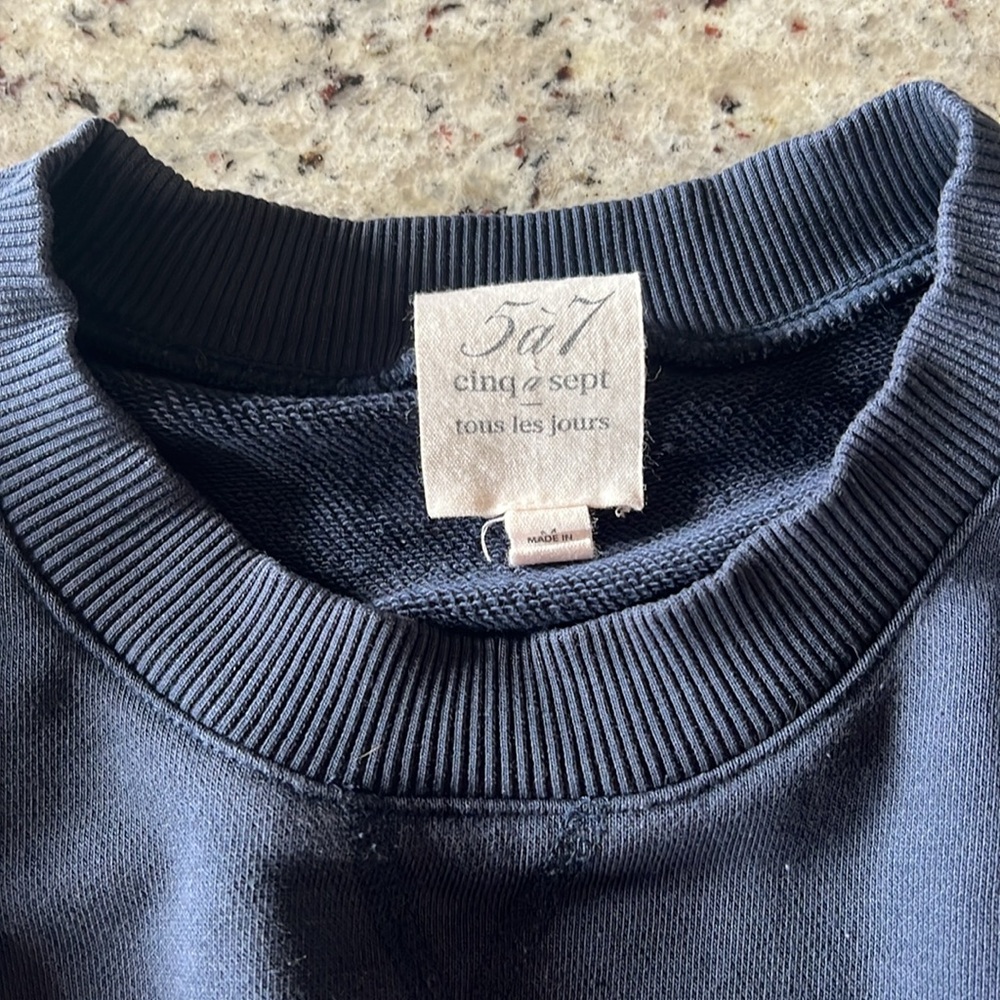 Cinq à Sept Black and White Puff Sleeve Sweatshirt - Picture 3 of 6